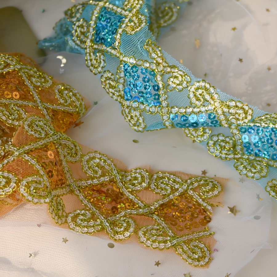 1.83 Meter Sequin Lace Mesh Embellishment for Clothing and Crafts